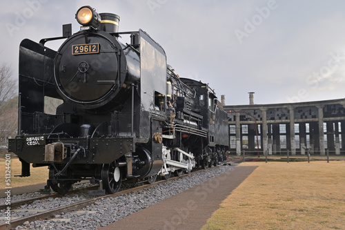 旧豊後森機関庫の蒸気機関車