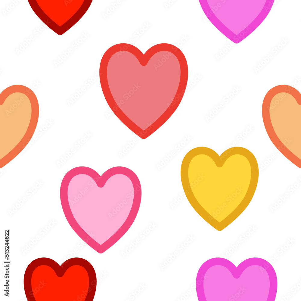 Colorful hearts on white background 
