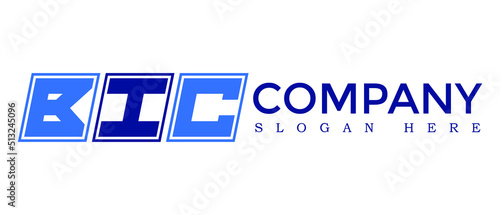 BIC three Letter Rounded rectangle boxes shape element symbol digital initial technology Media logo design, Vector Template