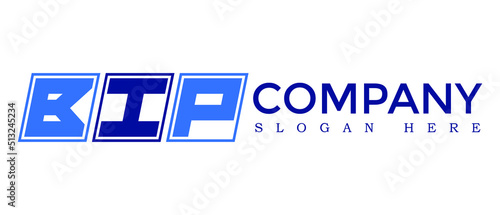 BIP three Letter Rounded rectangle boxes shape element symbol digital initial technology Media logo design, Vector Template