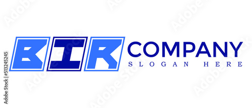 BIR three Letter Rounded rectangle boxes shape element symbol digital initial technology Media logo design, Vector Template