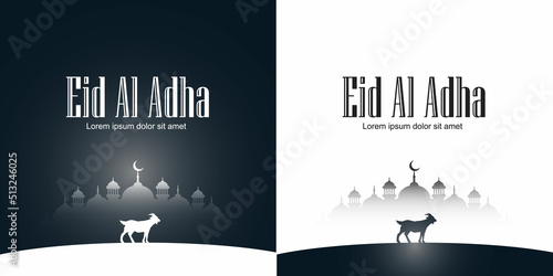 Happy Eid Al Adha greeting design with 2 color alternatives photo