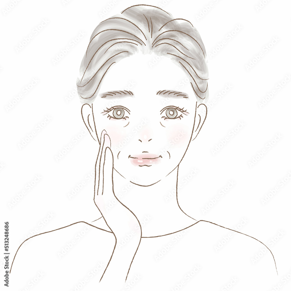 グレーヘアの女性イラスト