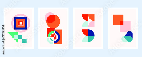 Graphic design cover in bauhaus style with curved lines 