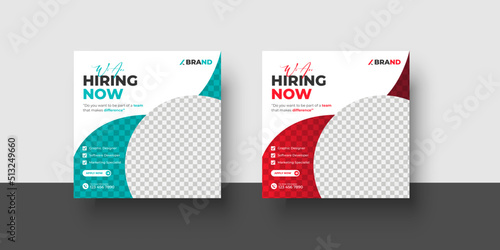 We are hiring job vacancy social media post or square web banner template