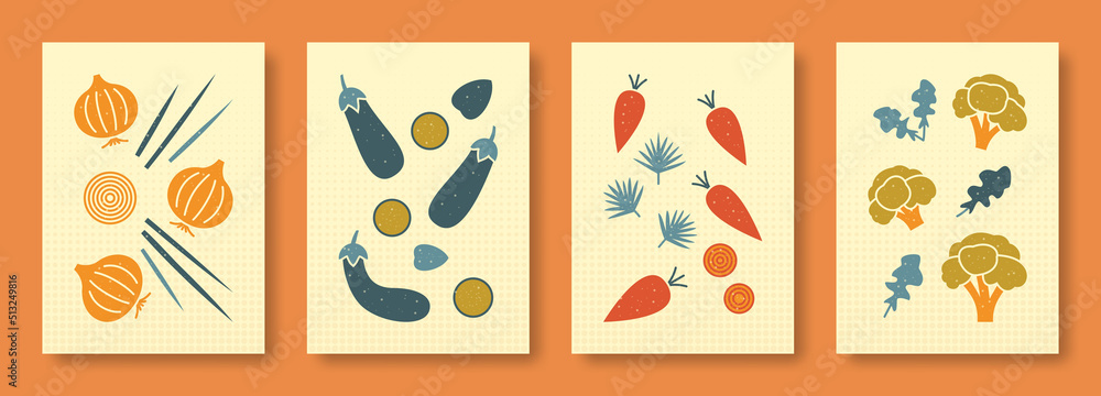 Vector illustration abstract still life of fruits. Isolated collection in pastel colors of contemporary art for websites. Vector set of illustrations.