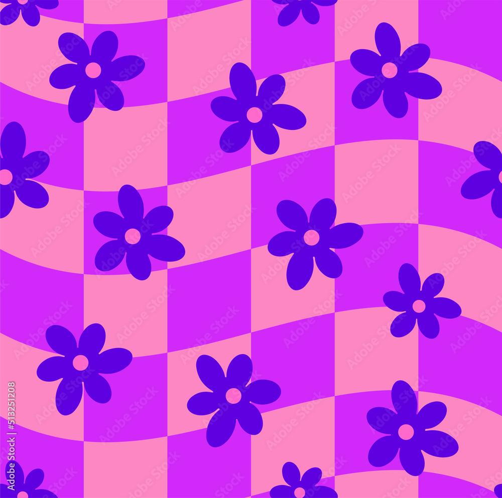 Groovy purple pink violet hearts Y2K 90s seamless pattern vector  background. Retro hippie romantic repeat texture wallpaper, textile design.  13522703 Vector Art at Vecteezy