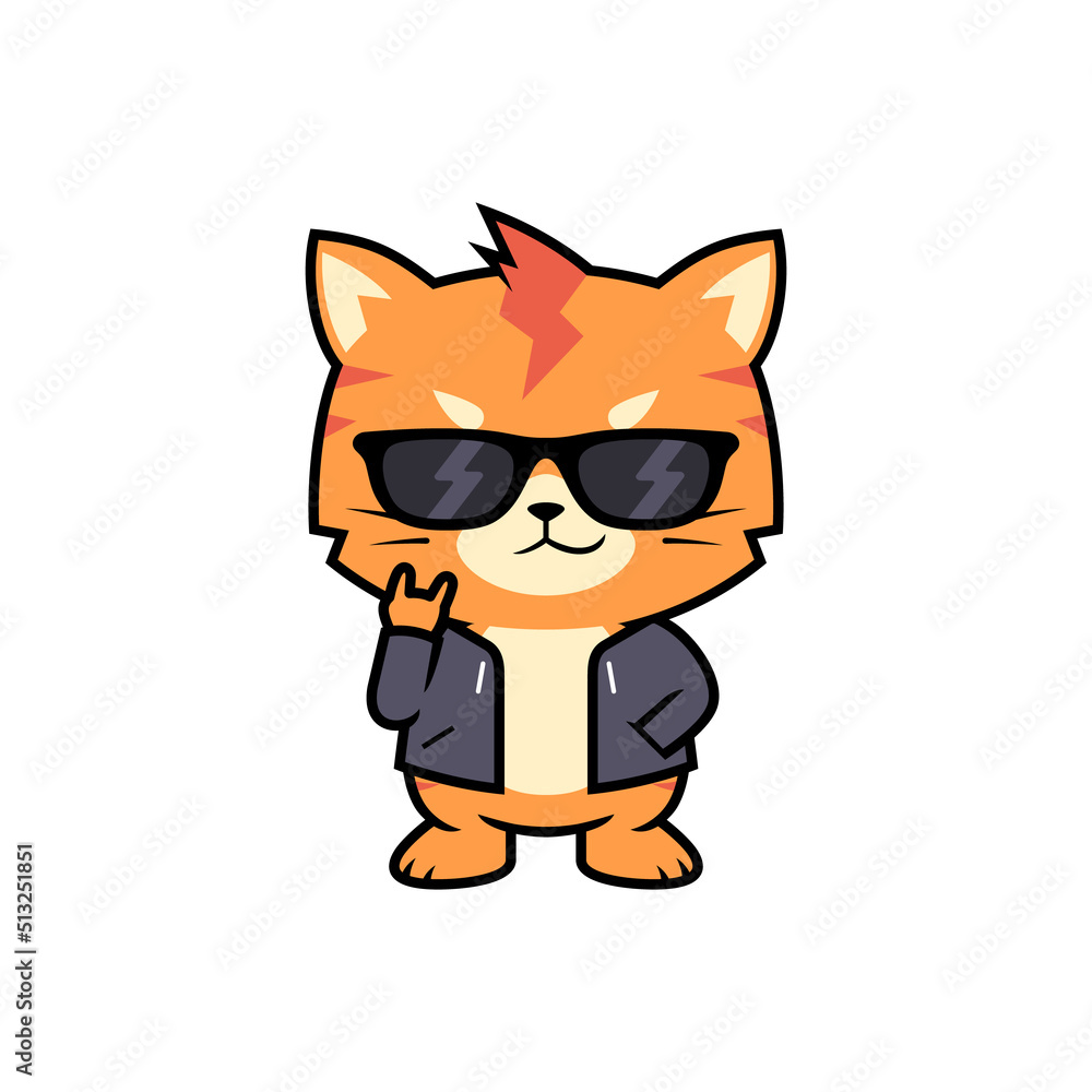Cute cool cats wearing hoodie and sun glasses vector cartoon illustration
