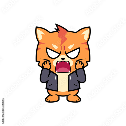 Cute cool cats angry screaming vector cartoon illustration