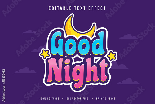 decorative good night Font and Alphabet vector