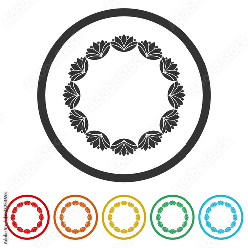  Lotus circle frame icons in color circle buttons