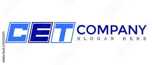 CET three Letter Rounded rectangle boxes shape element symbol digital initial technology Media logo design, Vector Template