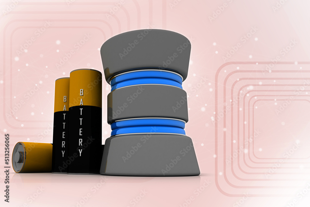 Obraz premium 3d rendering Electrical energy and power supply source concept, accumulator battery with charging level indicator