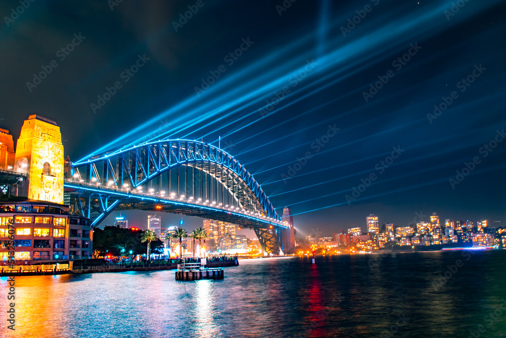 Fototapeta premium city harbour bridge at night