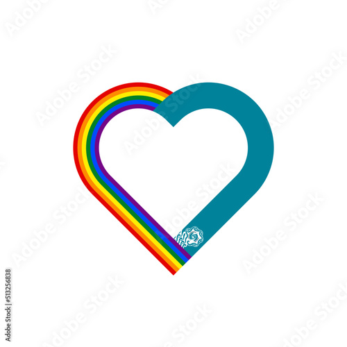 unity concept. heart ribbon icon of rainbow and seattle city flags. vector illustration isolated on white background