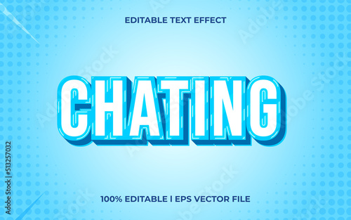 Chating 3d text effect with modern theme. blue typography template for minimalist tittle