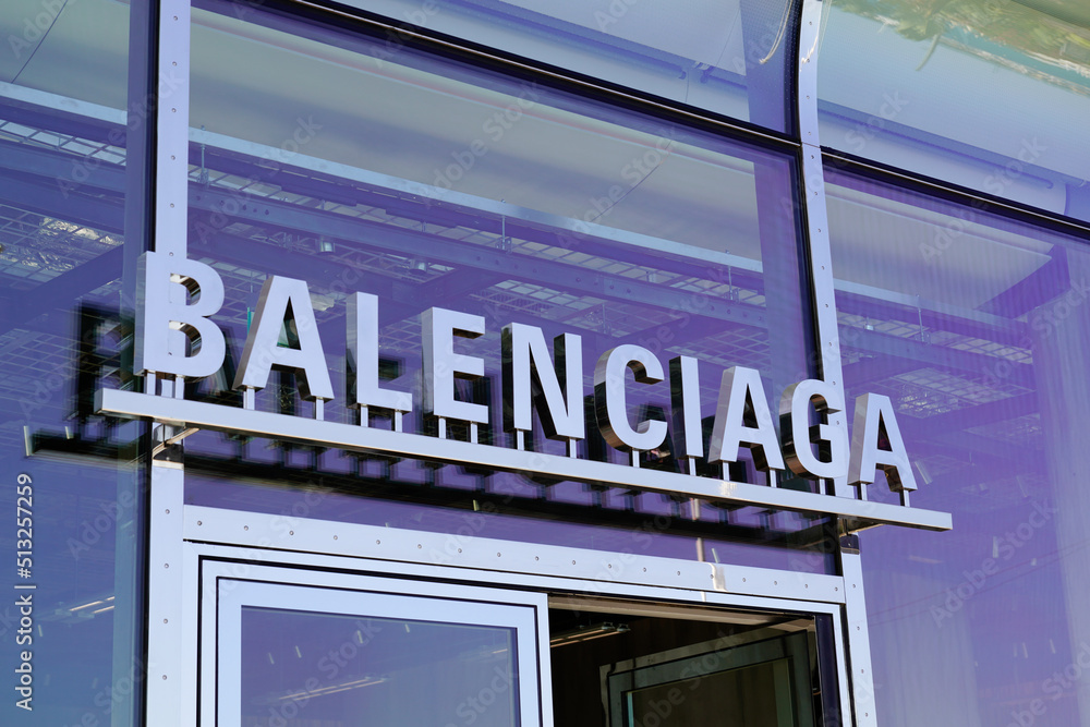 Balenciaga store logo sign and text brand Spanish luxury fashion boutique  Stock Photo | Adobe Stock
