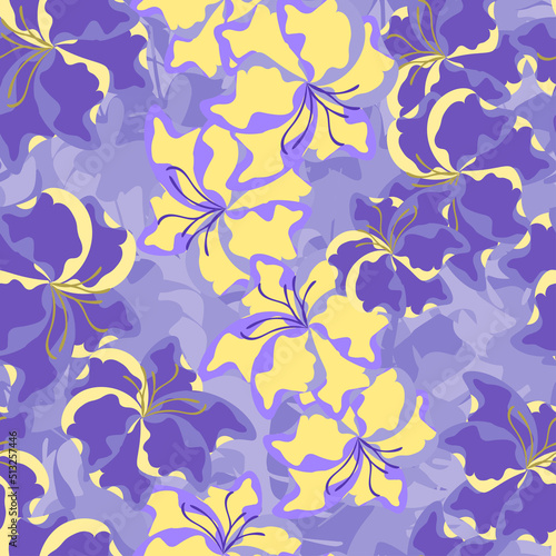 Summer seamless background with flowers. Floral pattern for printing on the material, advertising booklets. Stylized as a watercolor.