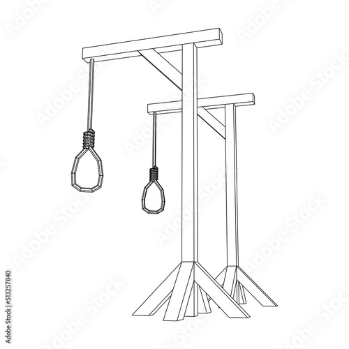 Gallows with Hanging rope. Place of execution in the Middle Ages