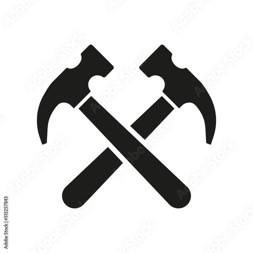 Fototapet Crossed hammers vector icon on white background