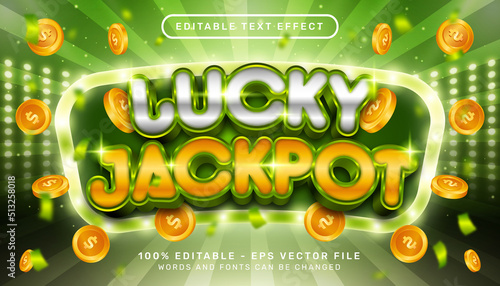 Editable text effect, lucky jackpot 3d style