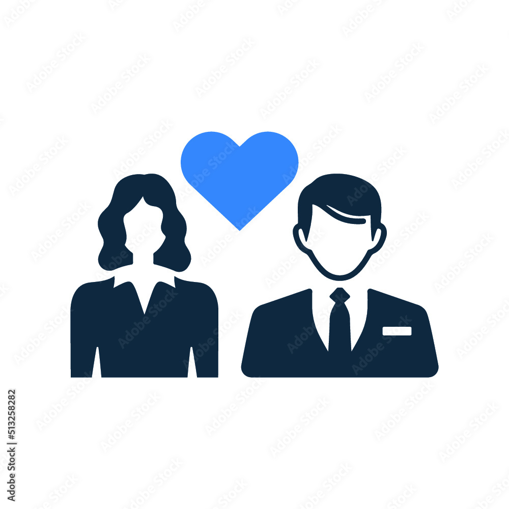 Marriage, love, family, couple icon. Editable vector logo.