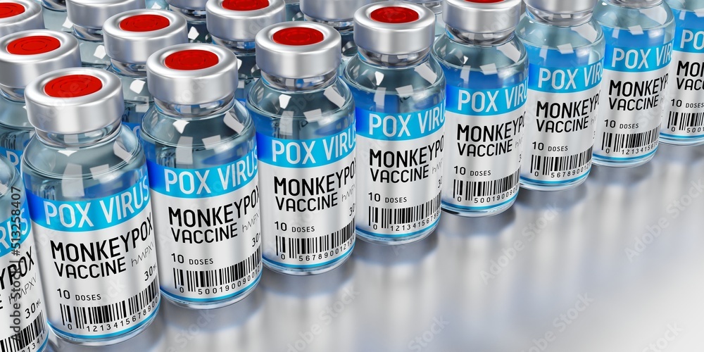 Monkeypox vaccine ampoules - 3D illustration Monkeypox vaccine ampoules - 3D illustration