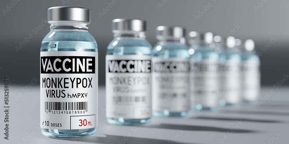 Monkeypox vaccine ampoules - 3D illustration Monkeypox vaccine ampoules - 3D illustration