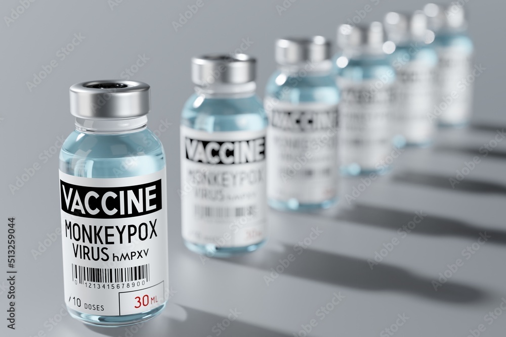 Monkeypox vaccine ampoules - 3D illustration Monkeypox vaccine ampoules - 3D illustration