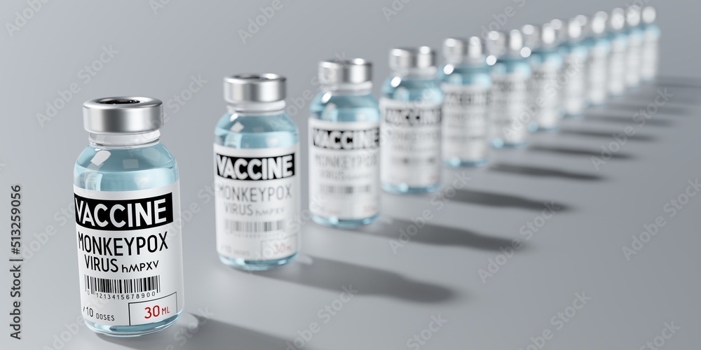 Monkeypox vaccine ampoules - 3D illustration