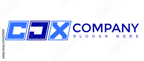 CJX three Letter Rounded rectangle boxes shape element symbol digital initial technology Media logo design, Vector Template