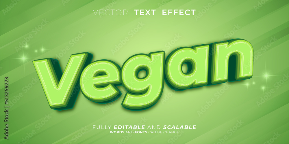 Creative text vegan, Editable 3d style text tittle Creative text vegan, Editable 3d style text tittle