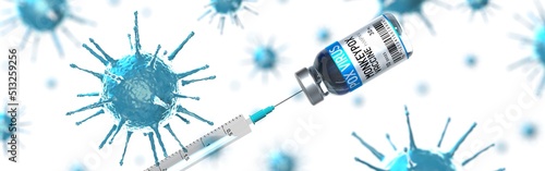 Monkeypox vaccine and syringe - 3D illustration photo