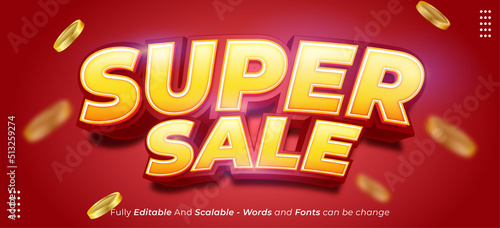 Editable 3d text Super sale special promo suitable for promotion banner and poster