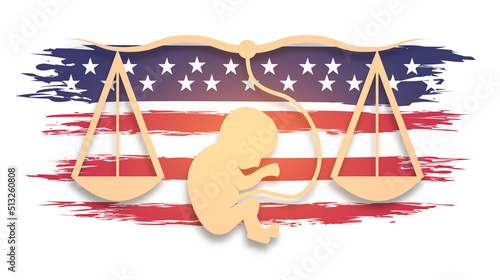Fotografiet United States abortion law concept, Vector illustration