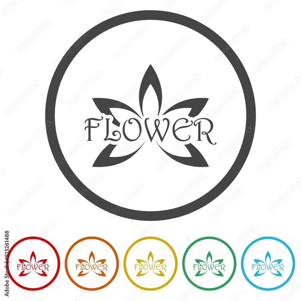 Lotus flower icons in color circle buttons Lotus flower icons in color circle buttons