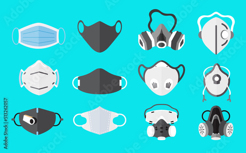 different type of mask vector designs isolated on a blue background fully editable eps 10