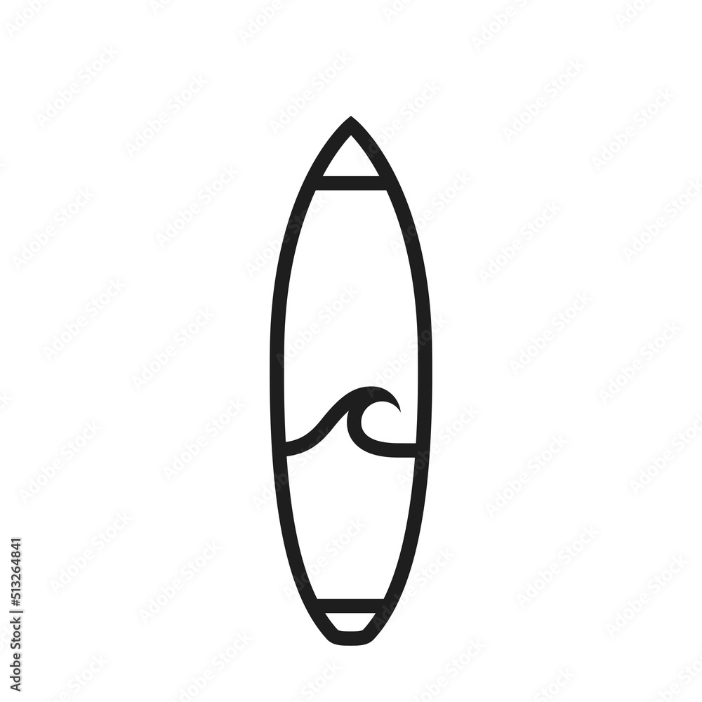 surfboard line icon. surfing, sea sport and extreme vacation symbol. vector image for tourism design surfboard line icon. surfing, sea sport and extreme vacation symbol. vector image for tourism design