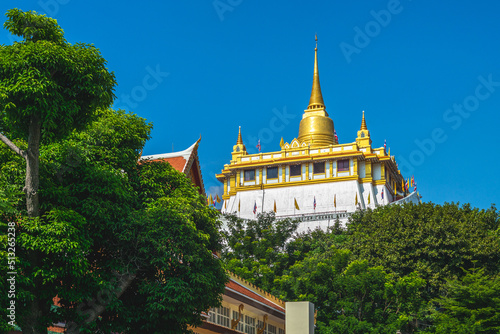 Canvas Print golden mountain of wat saket at bangkok, thailand