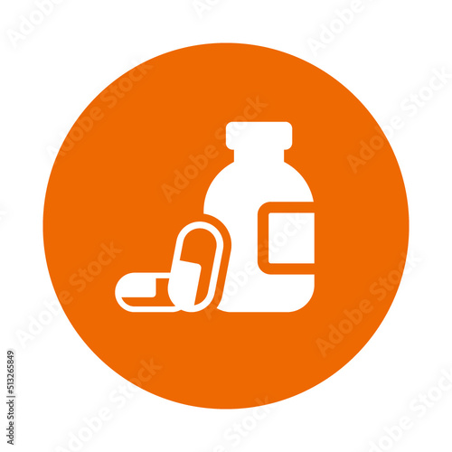 Viagra, pills, drug icon. Orange color vector EPS.