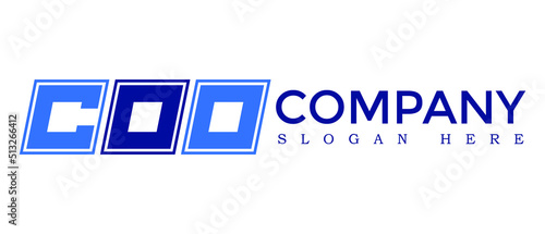 COO three Letter Rounded rectangle boxes shape element symbol digital initial technology Media logo design, Vector Template