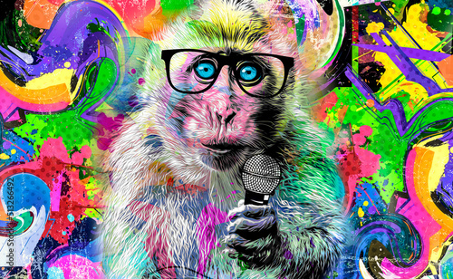 monkey with microphone and ...