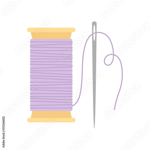 vector illustration of needle and thread in flat style