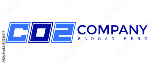 COZ three Letter Rounded rectangle boxes shape element symbol digital initial technology Media logo design, Vector Template