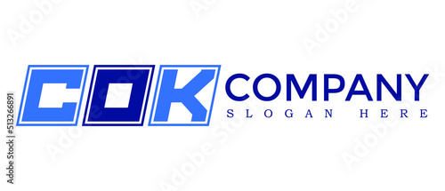 COK three Letter Rounded rectangle boxes shape element symbol digital initial technology Media logo design, Vector Template