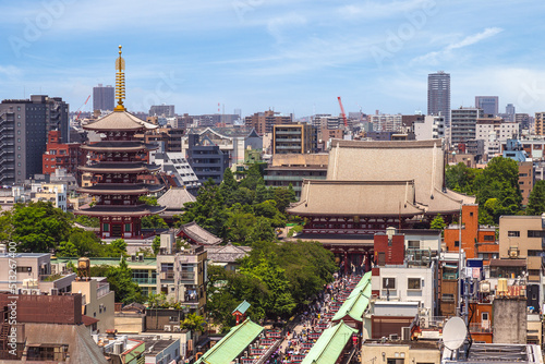 aerial view of nakamise dori and sensoji in tokyo photo
