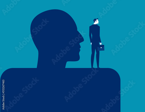 Business person stand the shoulder of giants. Business vector illustration