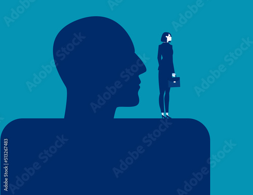 Business person stand the shoulder of giants. Business vector illustration