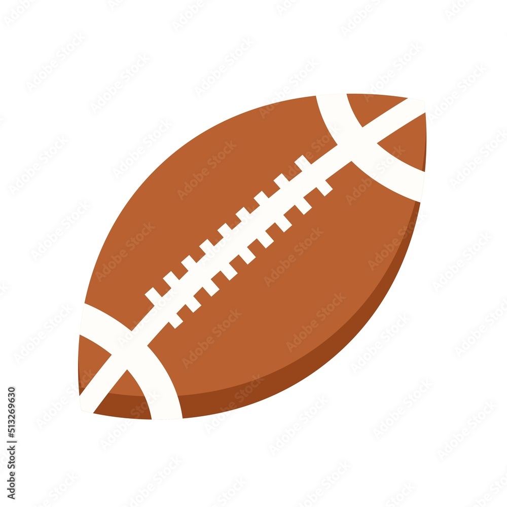 Rugby ball isolated on white background, american football sports accessory with lacing, equipment for playing game, championship or competition. - obrazy, fototapety, plakaty 