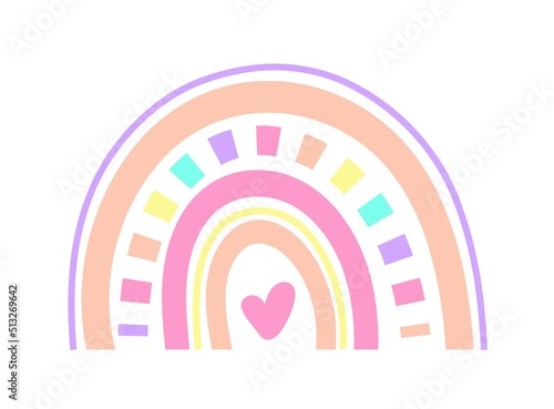 Rainbow boho icon, abstract rainbow vector, nursery vector, abstract kids illustration, boho child design, rainbow clipart. Nursery art design, for printing on baby clothes and textiles, home decor